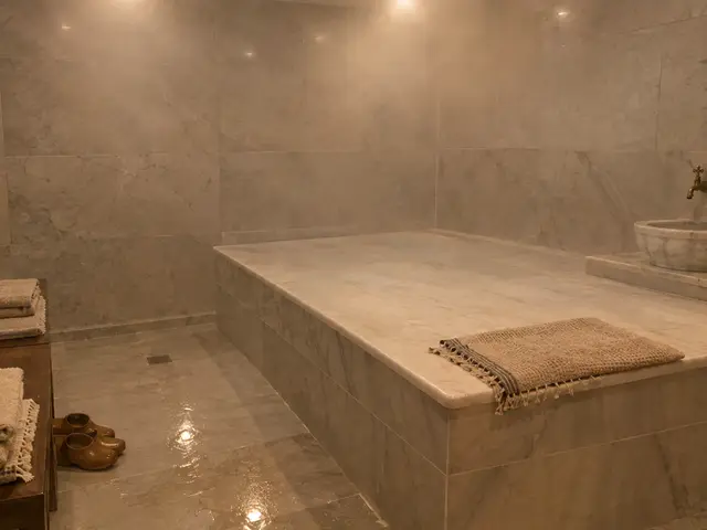 Hamamda mermer göbek taşı — Kurtuluş, Masaj Salonun